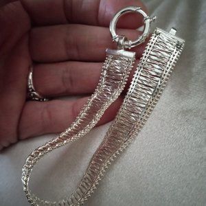 Imperial Silver .925 Diamond Cut Bar Wheat Link Bracelet 8 INCHES 24 GRAMS